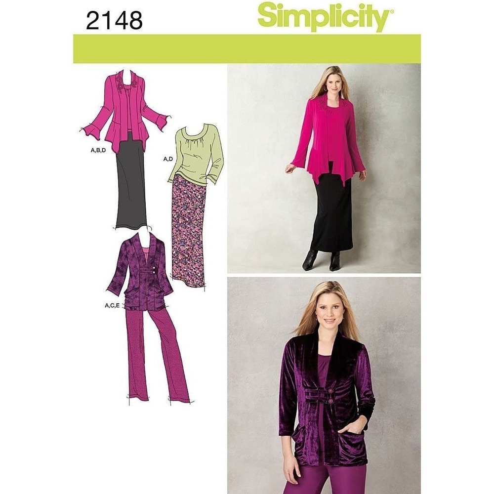 Simplicity Sewing Pattern 2148 Pants Skirt Top Cardigan Misses Size 8-16